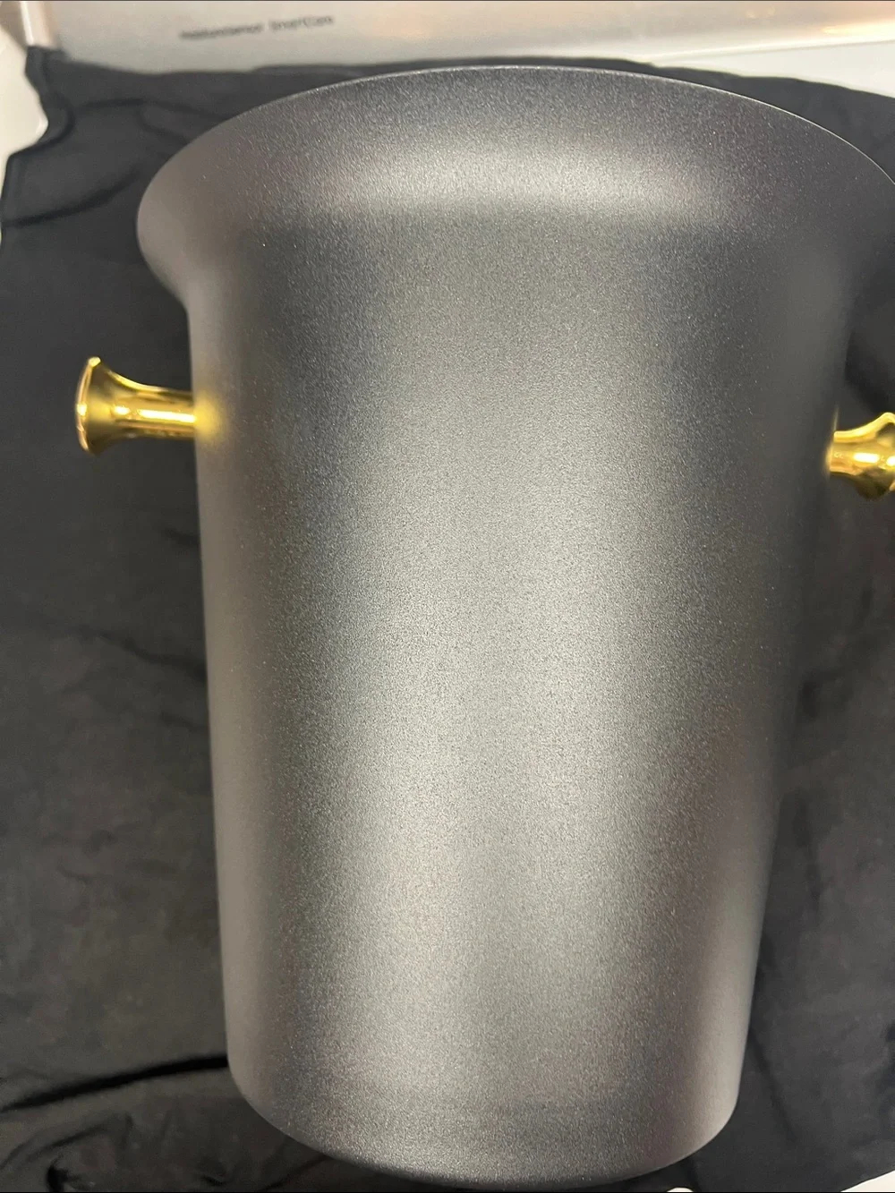 Matte Black Champagne/Wine Ice Bucket with Gold Handles